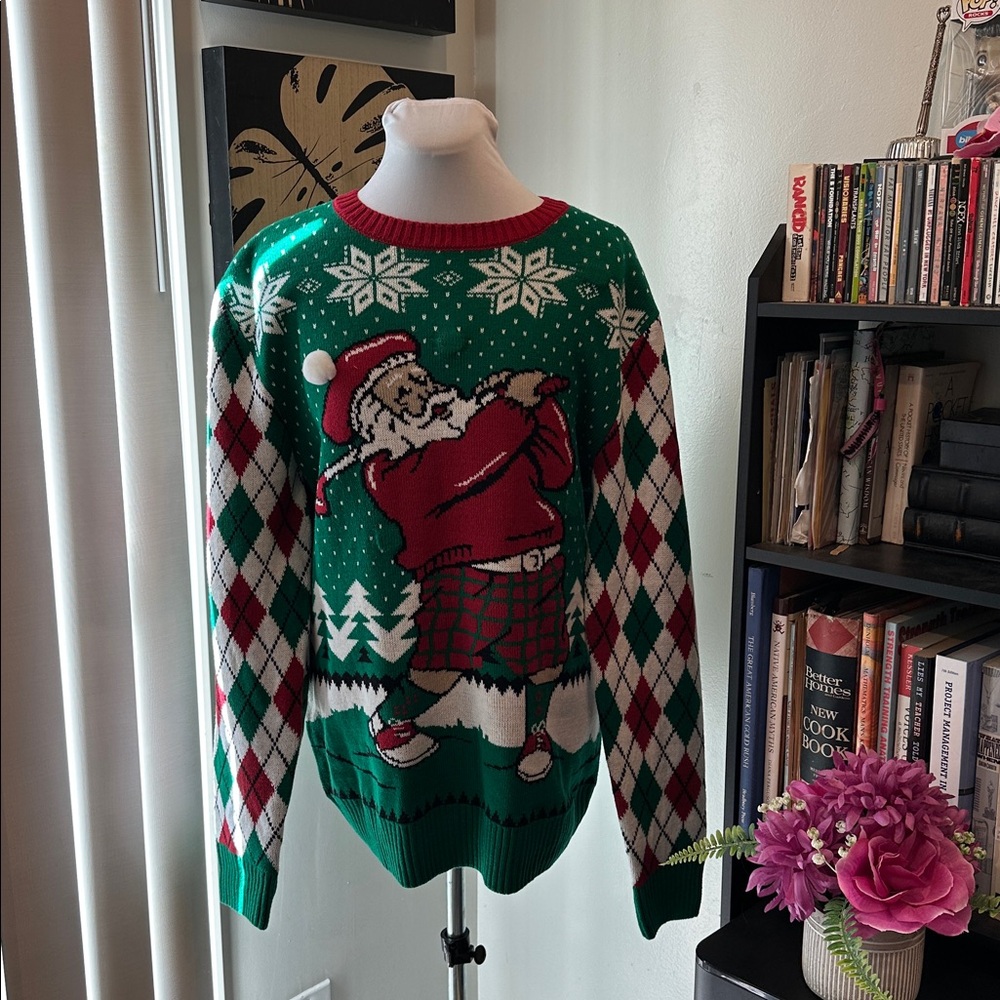Ugly Christmas Sweater Green and Red Men's Sweater